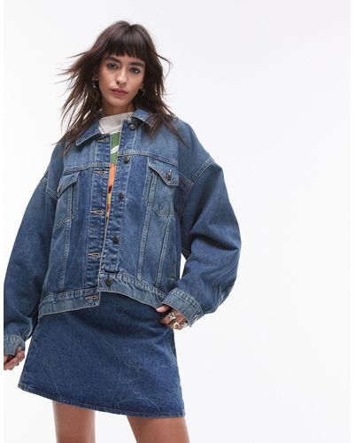 TOPSHOP Denim Balloon Sleeve Jacket - Blue