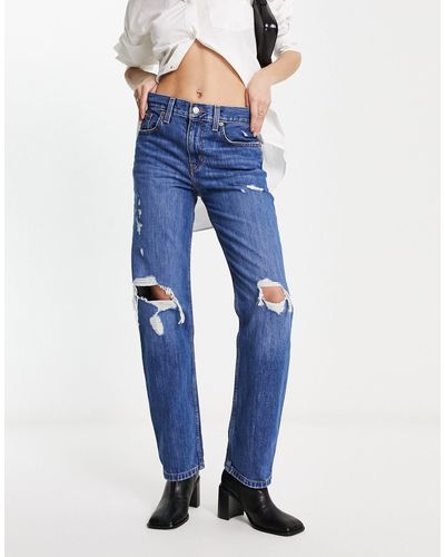 Levi's Distressed Mom Jeans Met Lage Taille - Blauw