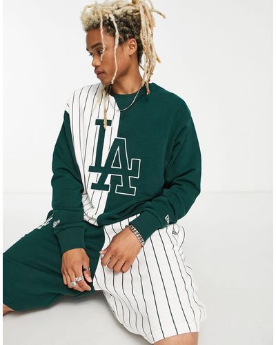 KTZ La Dodgers Pinstripe Splice Sweatshirt - Green