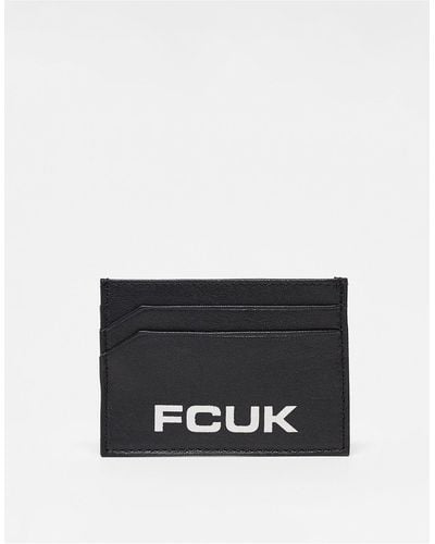 French Connection Fcuk Leather Cardholder With Large Logo - White