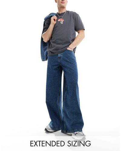 ASOS Jeans a fondo super ampio lavaggio medio - Blu