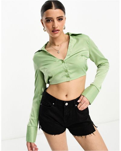 Lola May Open Back Crop Top - Green