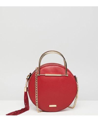 ALDO Circle Crossbody Bag With Gold Top Handle In Red
