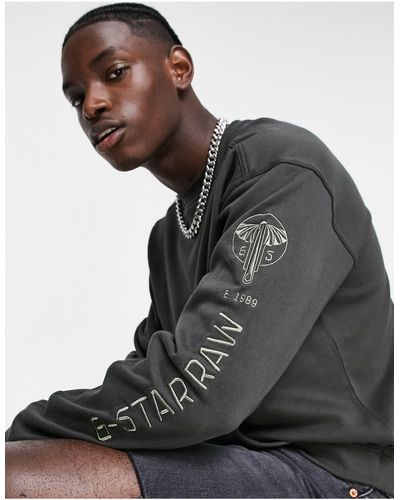 G-Star RAW Sleeve Graphic Pocket Sweatshirt - Grey