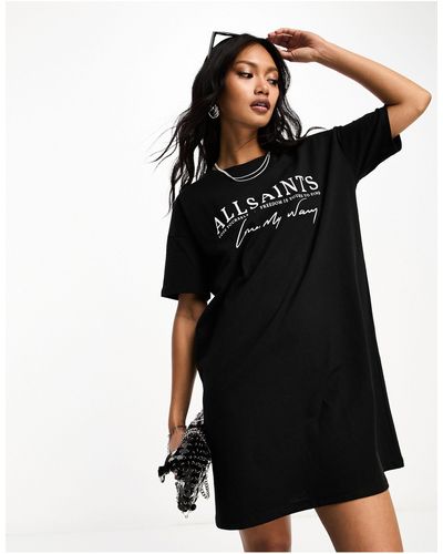 AllSaints Rista - Mini T-shirtjurk - Zwart