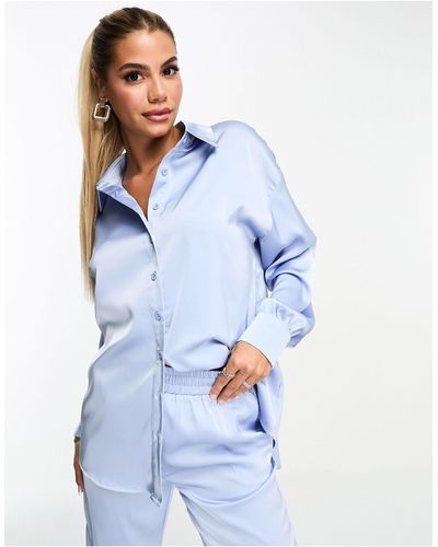 In The Style Exclusives - Oversized Satijnen Overhemd - Blauw