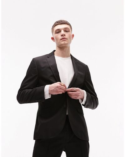 TOPMAN Slim Two Button Suit Jacket - Black