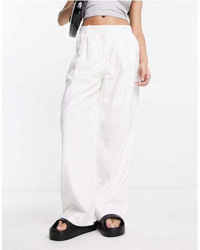 Abercrombie & Fitch Pantalon habillé en lin - Blanc