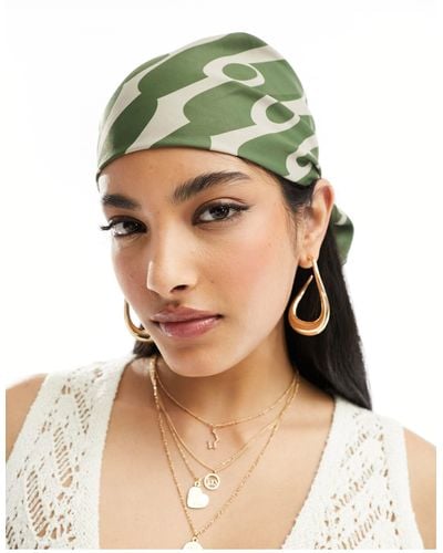 ASOS Monogram Print Headscarf - Green