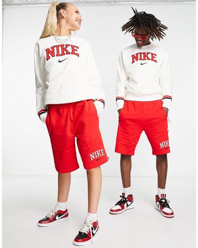 Nike – unisex-shorts aus fleece im retro-college-look - Rot