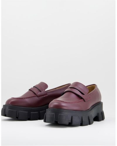 Truffle Collection Loafers Met Extreem Dikke Zook - Rood