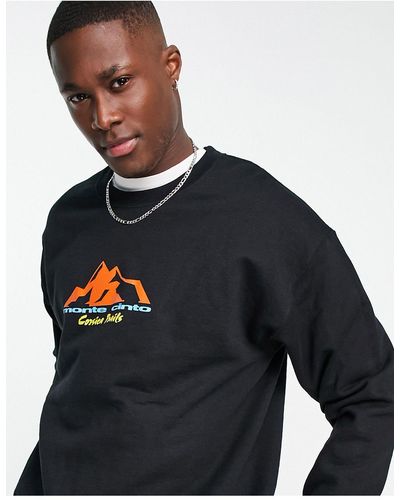 New Look Sweatshirt Met Bergprint - Zwart