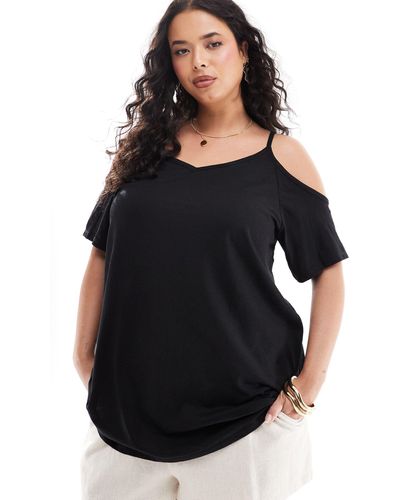 Yours Cold Shoulder Top - Black