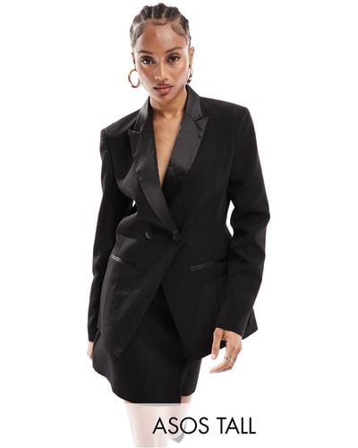 ASOS Tall Tux Double Breasted Blazer - Black