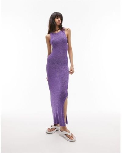 TOPSHOP Knitted Tape Yarn Dress - Purple