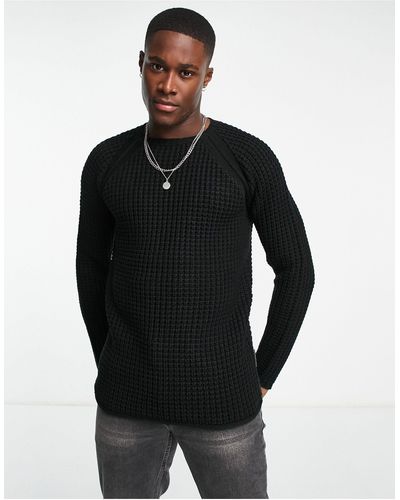 French Connection Chunky Stitch Raglan Sweater - Black