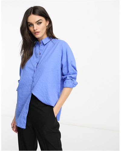 SELECTED Oversized Dip Hem Shirt - Blue