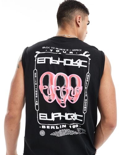 Only & Sons Oversized Vest With Euphoric Back Print - Black
