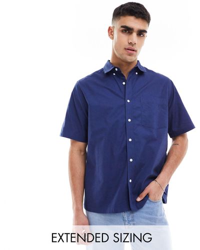 ASOS – kurzärmliges, locker geschnittenes oxford-hemd - Blau