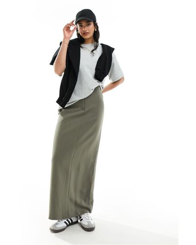 4th & Reckless Tailored Column Maxi Skirt - Green