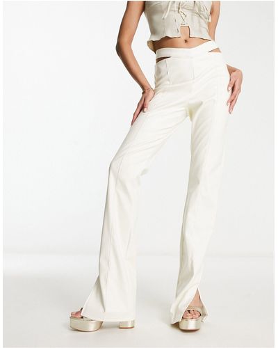 The Couture Club High Waisted Cut Out Trousers - White