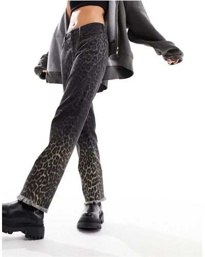 AllSaints Rali - jean droit imprimé léopard - Noir