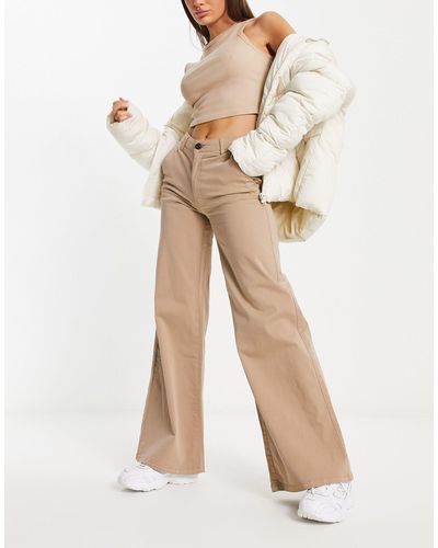 Urban Classics Pantaloni a vita alta con fondo ampio beige - Neutro