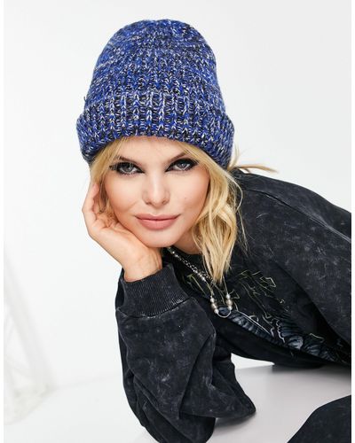 TOPSHOP Gorro negro jaspeado acanalado - Azul