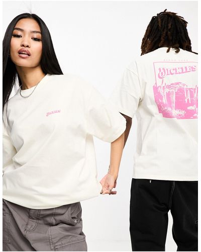 Dickies Rose lodge - t-shirt à imprimé paysage au dos - cassé - Blanc