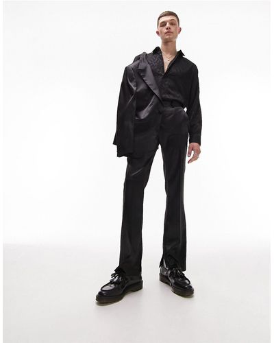 TOPMAN Boxy Slim High Shine Suit Jacket - Black