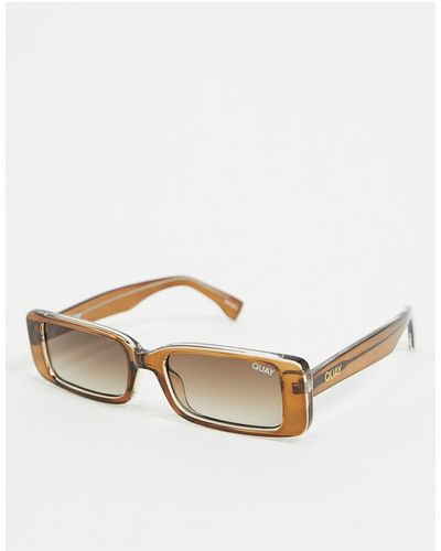 Quay Art School Slim Square Sunglasses - Brown