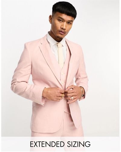 ASOS Super Skinny Linen Mix Suit Jacket - Pink