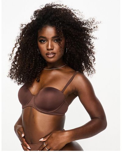 ASOS Microfibre Moulded Multiway Strapless Bra - Brown