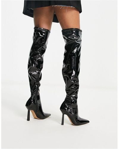 ALDO Nella Over The Knee Patent Boots - Black