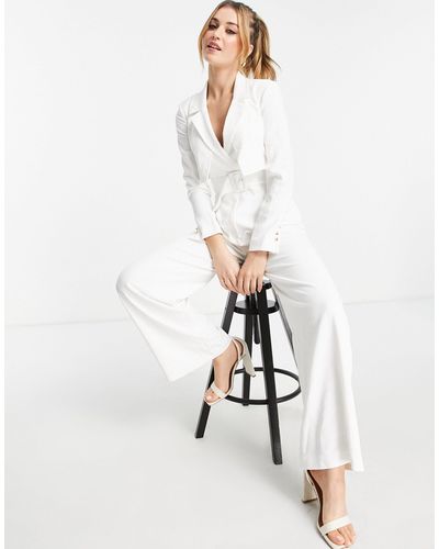 Forever New Tailored Cropped Blazer Jumpsuit - White