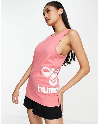 Hummel Top senza maniche classico con logo, colore deserto - Rosa