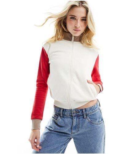 Cotton On Cotton On Contrast Retro Sporty Zip Through Jersey Track Top - White