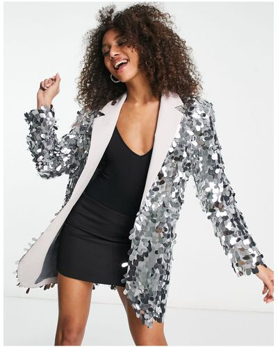 ASOS Blazer oversize coupe grand-père à sequins larges - Noir