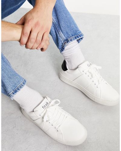 French Connection Sneakers minimal bianche e nere - Blu