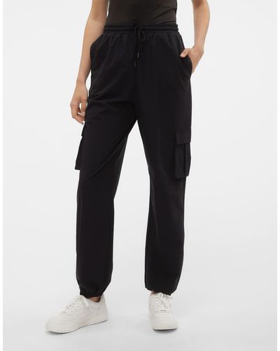 Vero Moda Cuffed Cargo Trousers - Black