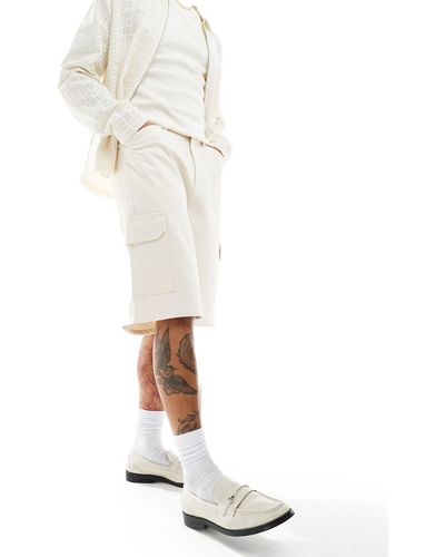 ASOS Short long style skateur en tissu texturé épais - taupe - Blanc