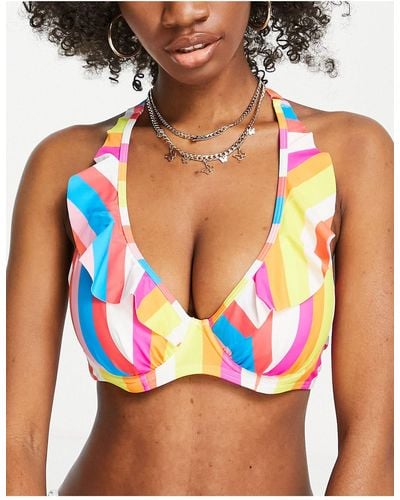 Figleaves Fuller Bust Bikini Top With Frill Cup Detail - Pink
