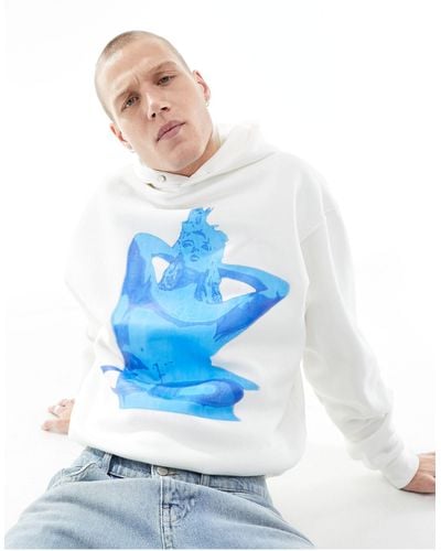 Criminal Damage Hoodie With Graphic Large Front Print - Blue