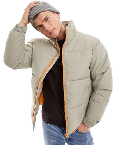 Only & Sons Heavyweight Boxy Cropped Puffer Jacket - Natural
