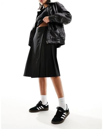 ASOS Tailored Pleated Midi Skirt - Black