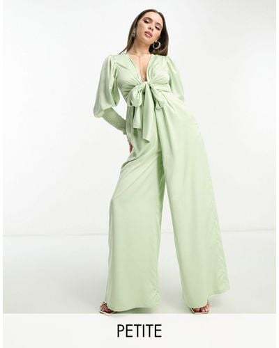 Collective The Label Exclusive Plunge Front Wide Leg Jumpsuit - Green