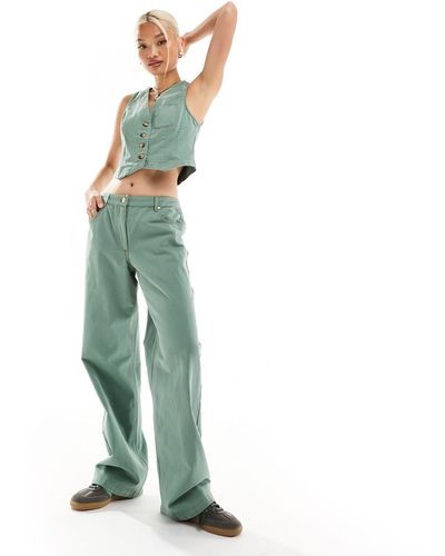 Something New X Chloe Frater Straight Leg baggy Jeans Co-ord - Green