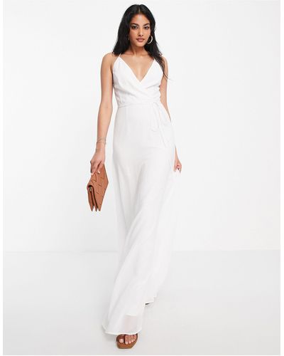 ASOS Cami Wrap Maxi Dress With Lace Up Back - White