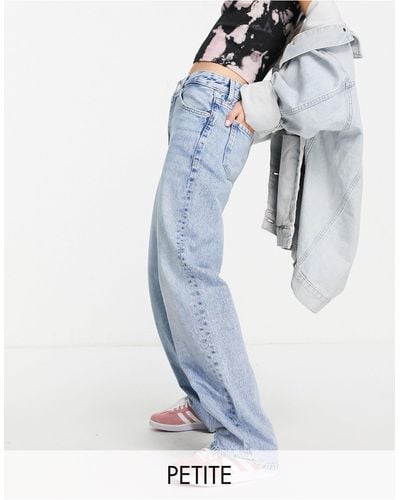 Bershka Petite - Jaren 90-stijl baggy Jeans Met Lage Taille - Blauw