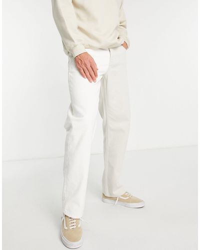 TOPMAN Ruimvallende, Gesplitste Jeans Met Contrast - Wit